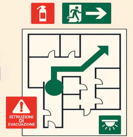 Cartelli piani di evacuazione a Prato